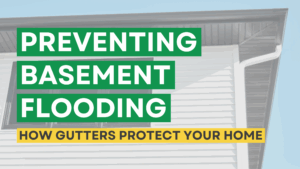 Blog thumbnail image with the title "Preventing basement flooding: how gutters protect your home"
